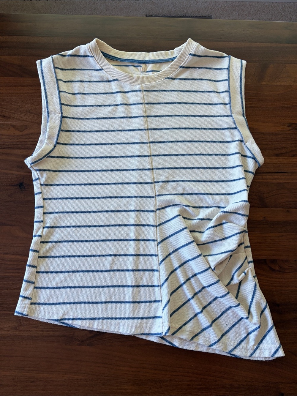 Umgee White & Blue Striped Sleeveless Knit Top
